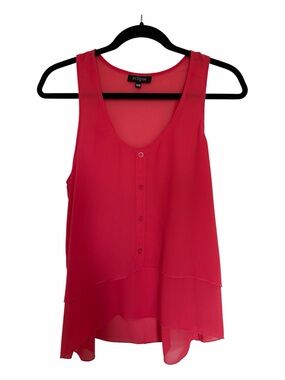 Eclipse Coral Red Sheer Layered Sleeveless Blouse Size M